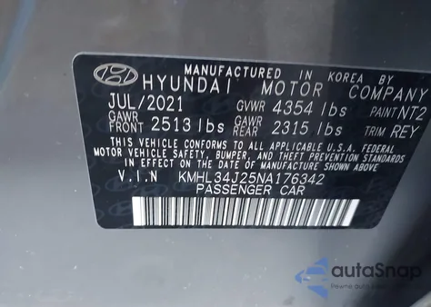 2022 Hyundai Sonata Limited z USA, uszkodzony, nr VIN KMHL34J25NA176342